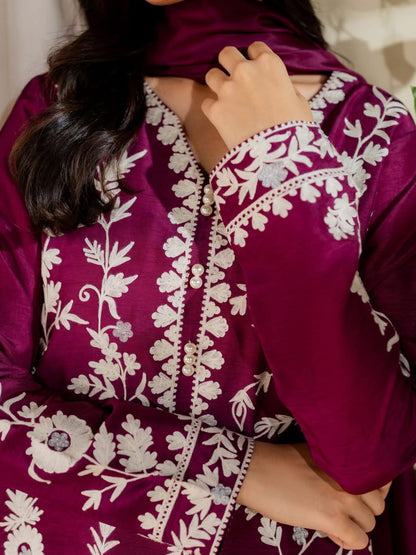 Magenta Embroidered 3Pc