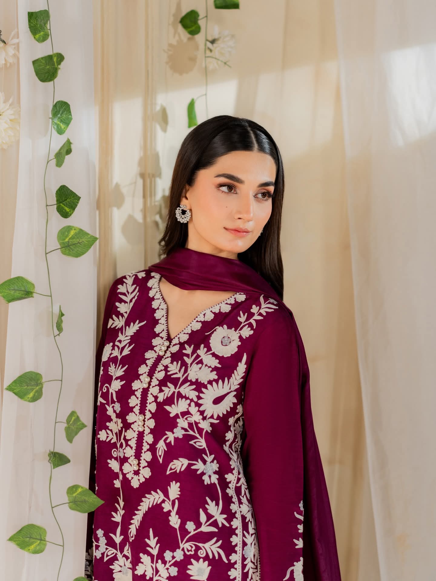 Magenta Embroidered 3Pc